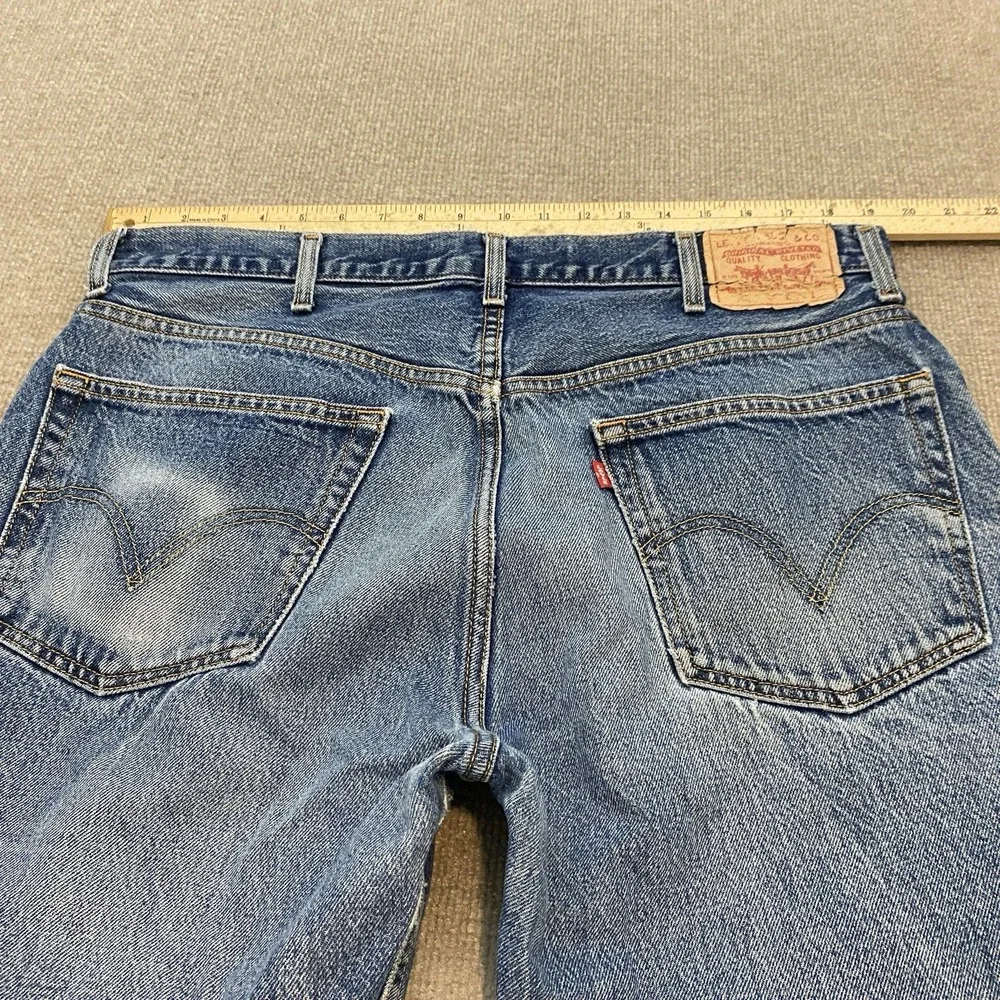Levis Jeans Mens 38x32 Faded Blue 505 Straight Leg VTG Y2K 2004 Distressed Denim
